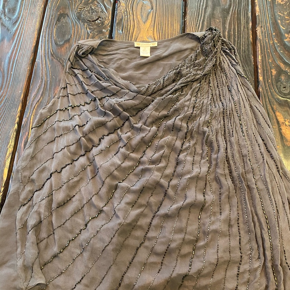 Gold Hawk silk top with beading